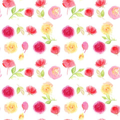 Seamless rose flowers pattern, rose floral watercolor painting o