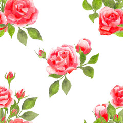 Seamless rose flowers pattern, rose floral watercolor painting o