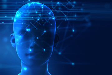 3d rendering of human  on geometric element technology backgroun