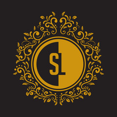 INITIAL CIRCLE HALF vintage elegant luxury