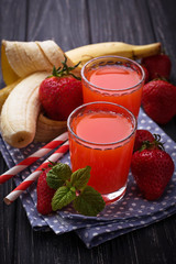 Sweet strawberry and banana juice