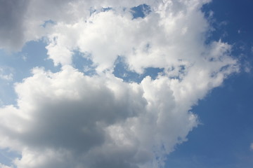  Blue sky with white clouds, and raincloud  motion. 