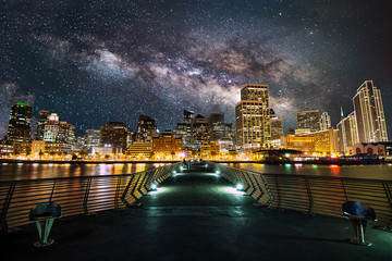 Fototapeta na wymiar Milky Way over Downtown in San Francisco