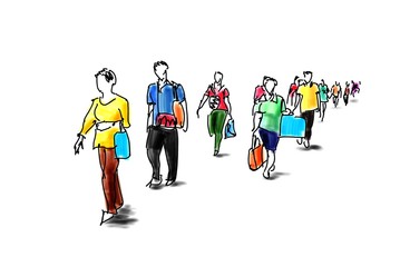 people walking cartoon sketch