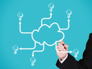 businessman writing on business ideas network