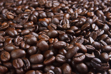 pile beans coffee background
