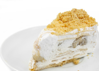 close up banana stuff cake with peanut meal