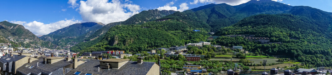 City in a valley between the mountains