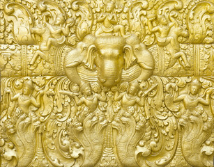 Elephant with other animal carve artistic