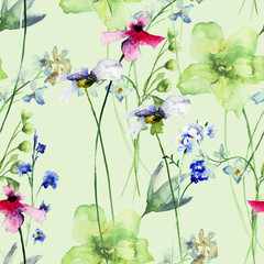 Seamless pattern with Romantic summer flowers