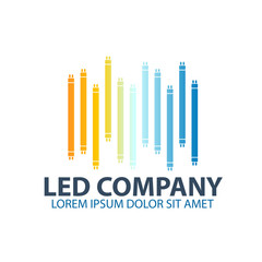Led bulb logo. Led company logo. LED illumination. Corporate logo design.