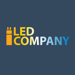 Led bulb logo. Led company logo. LED illumination. Corporate logo design.