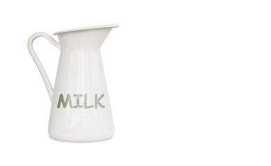 milk jug with text and shadow on left side white background