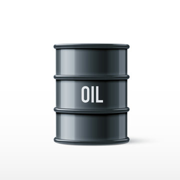 black oil barrel with  drop isolated on white realistic objec