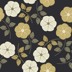 Stylish seamless pattern with beautiful flowers