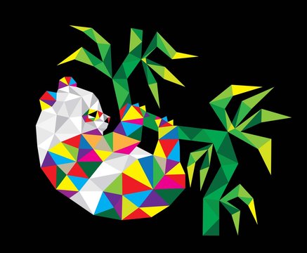 Geometric Cute Panda, polygonal art vector design