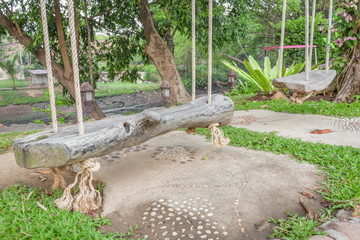 swing seat wood. Old wood swing seat have rope White Nature 
