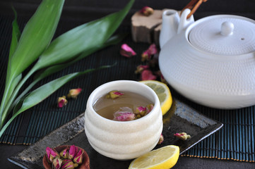 Rose Tea Set on Background