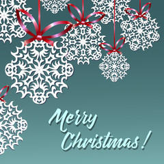 Merry christmas card with snowflakes