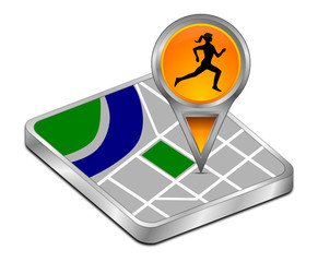 Map pointer with female jogger - 3D illustration