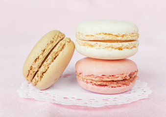 Macaroons on pink background