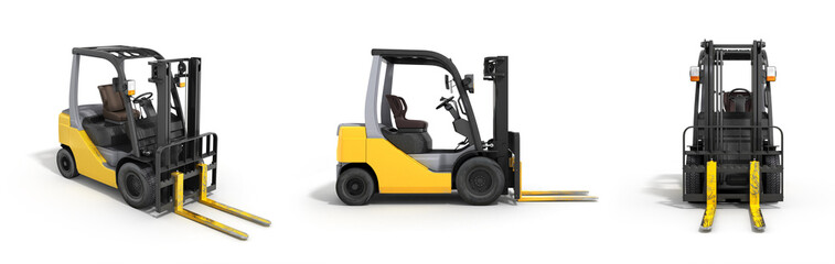 Forklift loader isolated on white 3D render