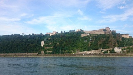Naklejka premium Ehrenbreitstein Fortress located on the east bank of the Rhine opposite the town of Koblenz, German