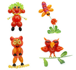 creative vegetable food snack with tomato