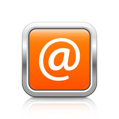 Email – Glossy orange metal button with reflection