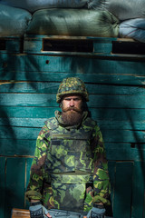 Portrait of soldier in camouflage