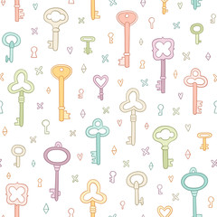 Different keys collection seamless pattern