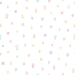 Little hearts, crosses and geometric shapes seamless pattern