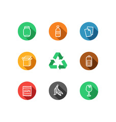 9 recycling materials icons collection