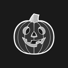 Halloween decoration Jack-o-Lantern silhouette. Pumpkin design with scary face on white. Vector illustration. Flat design. Good for design, logo or decoration