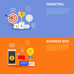 Digital marketing flat business colorful icons set