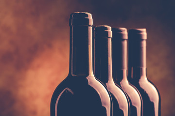 red wine bottles - vintage style photo
