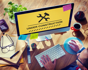 Under Construction Warning Sign Icon Concept