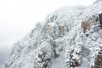 Fototapeta na wymiar snow scene of huangshan mountain
