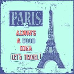 Fototapeta na wymiar Vintage Touristic Greeting Card - Paris