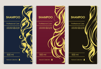 Vector set of templates packaging hair care cosmetics