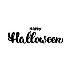 Happy Halloween - Halloween party hand drawn lettering phrase, isolated on the white. Fun brush ink inscription for photo overlays, typography greeting card or t-shirt print, flyer, poster design.