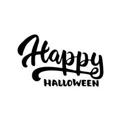 Happy Halloween - Halloween party hand drawn lettering phrase, isolated on the white. Fun brush ink inscription for photo overlays, typography greeting card or t-shirt print, flyer, poster design.