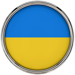 Ukraine Flag Glossy Button/icon (3d rendering).