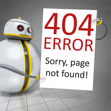 sweet little robot with a board error 404