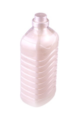 plastic bottle with a pink liquid for washing