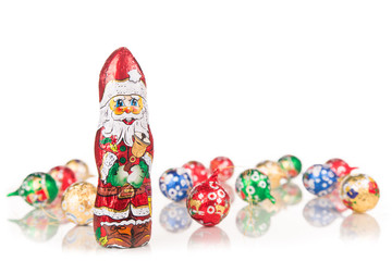 Santa Claus chocolate figure with xmas decoration