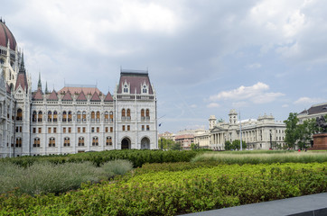 Fototapeta na wymiar The Parliament building in Budapest, Hungary.