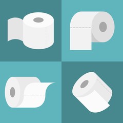 Vector tissue roll icons set, flat design