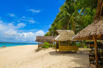 Island huts on Tropical Beach