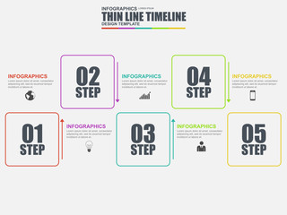 Thin line flat minimal infographic elements
